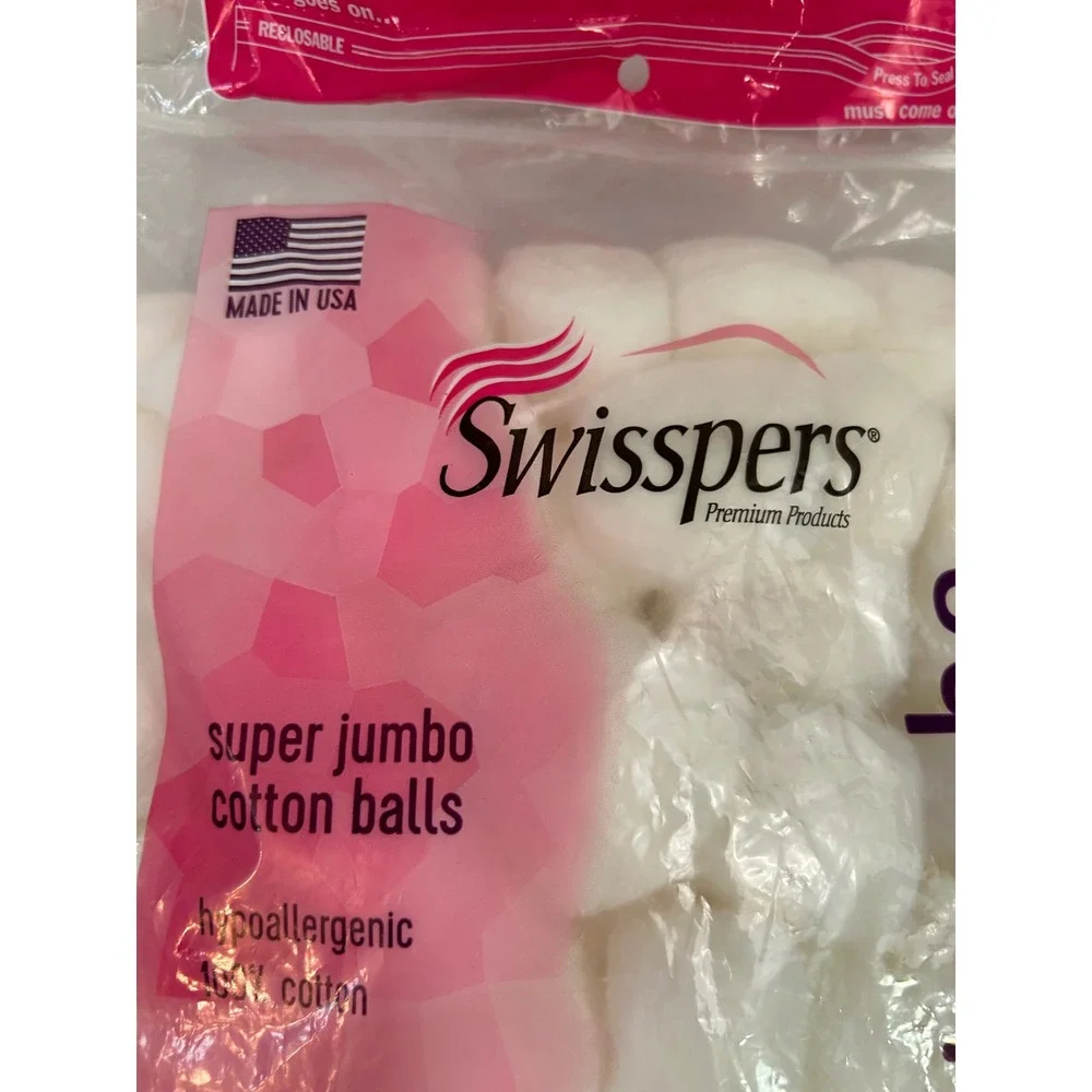 Swisspers Cotton Balls 140 Count White Super Jumbo Hypoallergenic Unisex